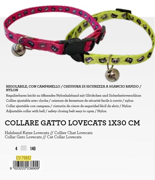 C5179882 Ogrlica za Mace Lovecats 1x30cm mix